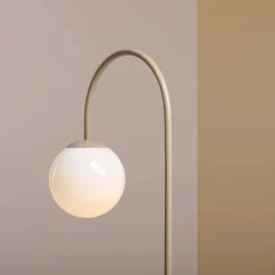 Sklep Kaja Stylowa, beżowa lampka stołowa z kloszem 1116B17 z serii UNA | Kaja Oświetlenie