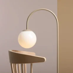 Sklep Kaja Stylowa, beżowa lampka stołowa z kloszem 1116B17 z serii UNA | Kaja Oświetlenie