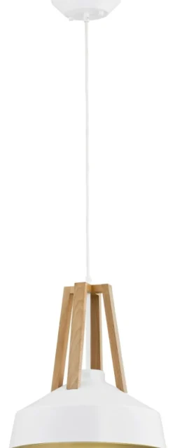 Cheap Stylowa biała lampa wisząca z drewnianymi akcentami AL 60292 | Kaja Żyrandole Nowoczesne