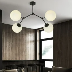 Best Stylowa, czarna lampa sufitowa z białymi kloszami 1133/4 SPACE | Kaja Żyrandole Nowoczesne