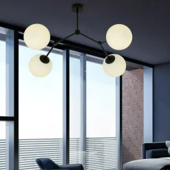 Best Stylowa, czarna lampa sufitowa z białymi kloszami 1133/4 SPACE | Kaja Żyrandole Nowoczesne