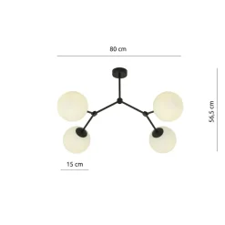 Best Stylowa, czarna lampa sufitowa z białymi kloszami 1133/4 SPACE | Kaja Żyrandole Nowoczesne