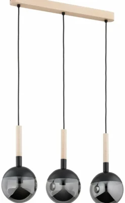 Store Stylowa, drewniana listwa z ciemnymi zwisami AL 62319 RANCZO | Kaja Żyrandole Nowoczesne