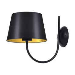 Sklep Kaja Stylowa lampa ścienna z czarno-złotym abażurem K-4337 | Kaja