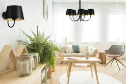 Sklep Kaja Stylowa lampa ścienna z czarno-złotym abażurem K-4337 | Kaja