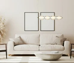 Best Stylowa lampa LED nad wyspę kuchenną PND-45372-4-WH-CL RINOT | Kaja Żyrandole Nowoczesne