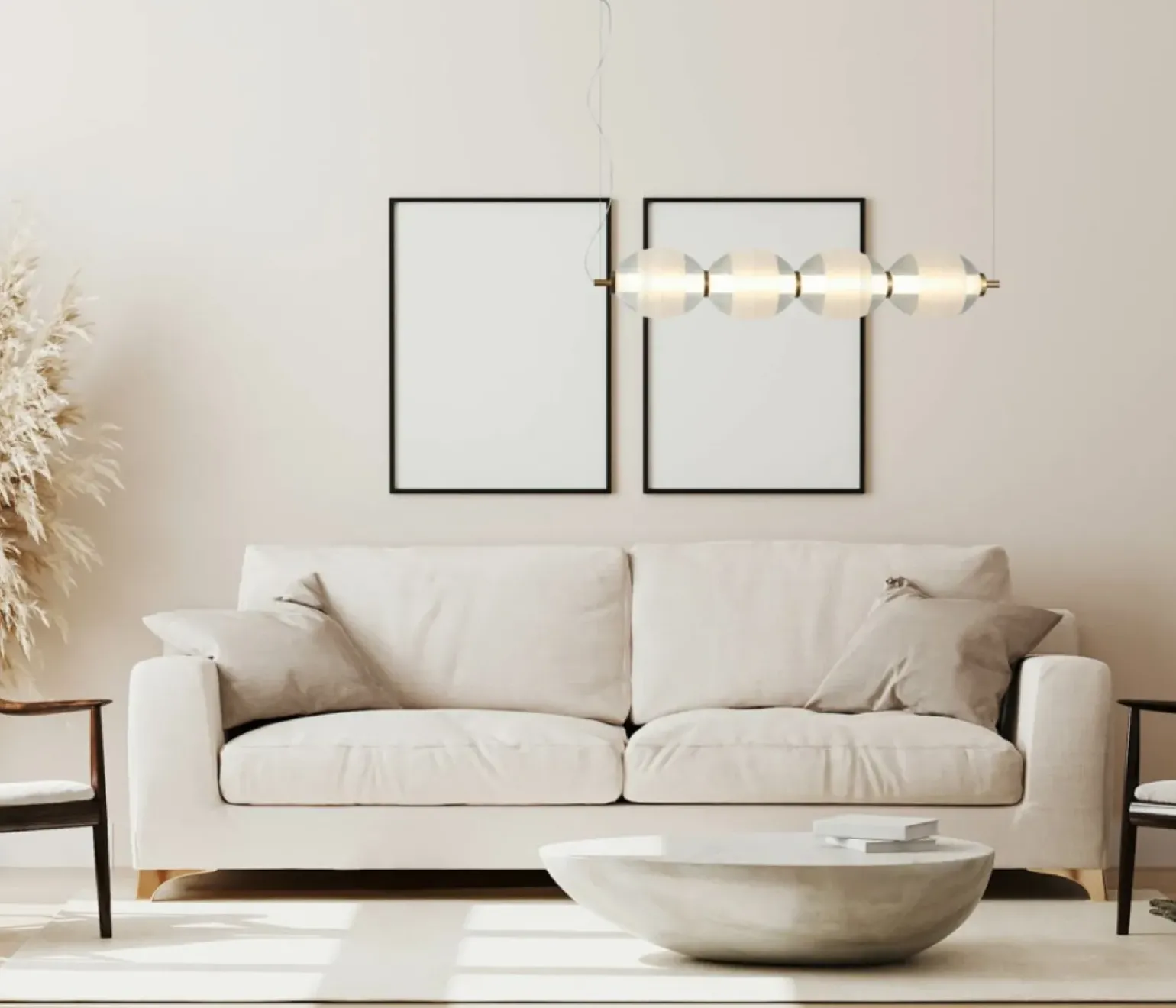 Best Stylowa lampa LED nad wyspę kuchenną PND-45372-4-WH-CL RINOT | Kaja Żyrandole Nowoczesne