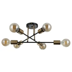 Store Stylowa lampa sufitowa do sypialni PND-4052-6-BL-HBR z serii FORMIO Żyrandole Nowoczesne