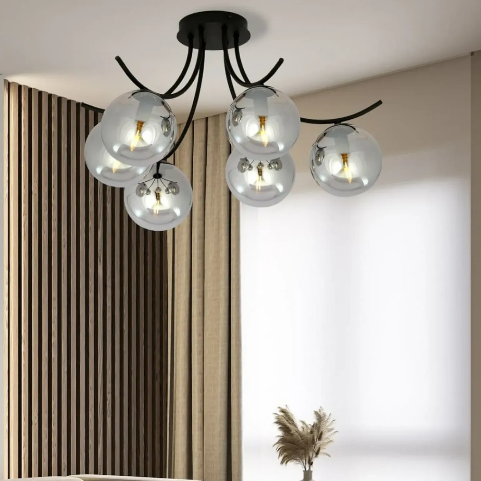 Best Sale Stylowa lampa sufitowa z grafitowymi kloszami 1110/6 BOSTON | Kaja Żyrandole Nowoczesne