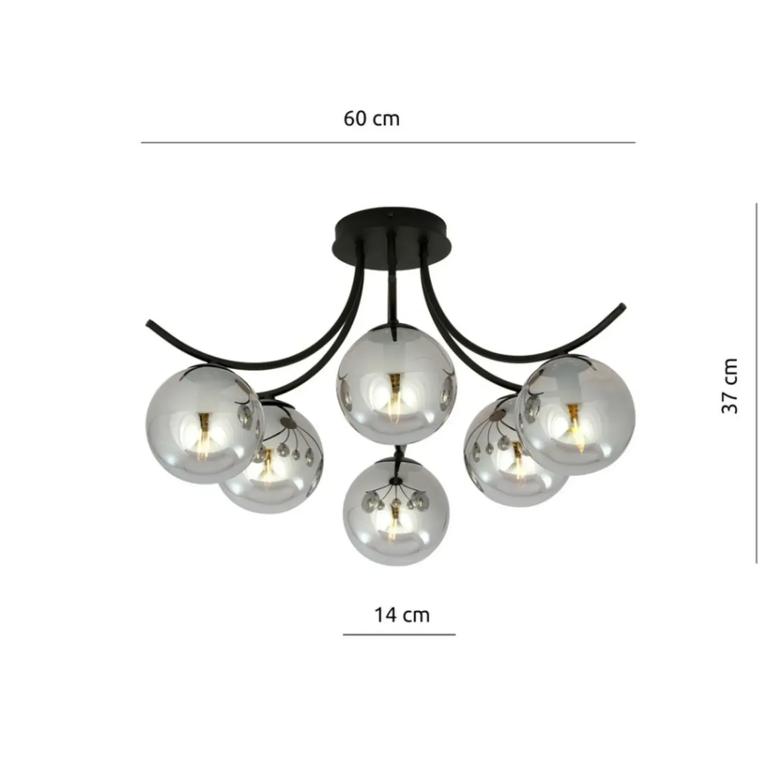 Best Sale Stylowa lampa sufitowa z grafitowymi kloszami 1110/6 BOSTON | Kaja Żyrandole Nowoczesne