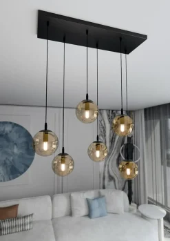 Best Stylowa lampa wisząca na listwie w kolorze miodu 713/6 | Kaja Żyrandole Nowoczesne