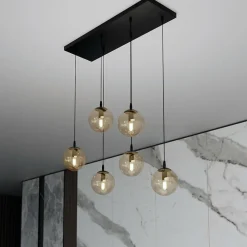 Best Stylowa lampa wisząca na listwie w kolorze miodu 713/6 | Kaja Żyrandole Nowoczesne