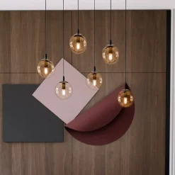 Best Stylowa lampa wisząca na listwie w kolorze miodu 713/6 | Kaja Żyrandole Nowoczesne