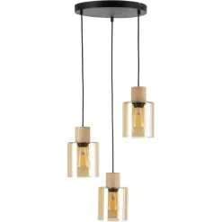 Outlet Stylowa lampa wisząca z elementami drewna TK 5749 z serii ORSON | Kaja Żyrandole Nowoczesne