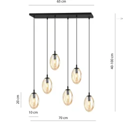 New Stylowa lampa wisząca z ozdobnymi kloszami 1267/6 z serii ASTRAL Żyrandole Nowoczesne