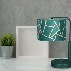 Sklep Kaja Stylowa, zielona lampa stołowa z abażurem MLP7581 z serii ZIGGY | Kaja Oświetlen