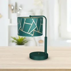 Sklep Kaja Stylowa, zielona lampa stołowa z abażurem MLP7581 z serii ZIGGY | Kaja Oświetlen