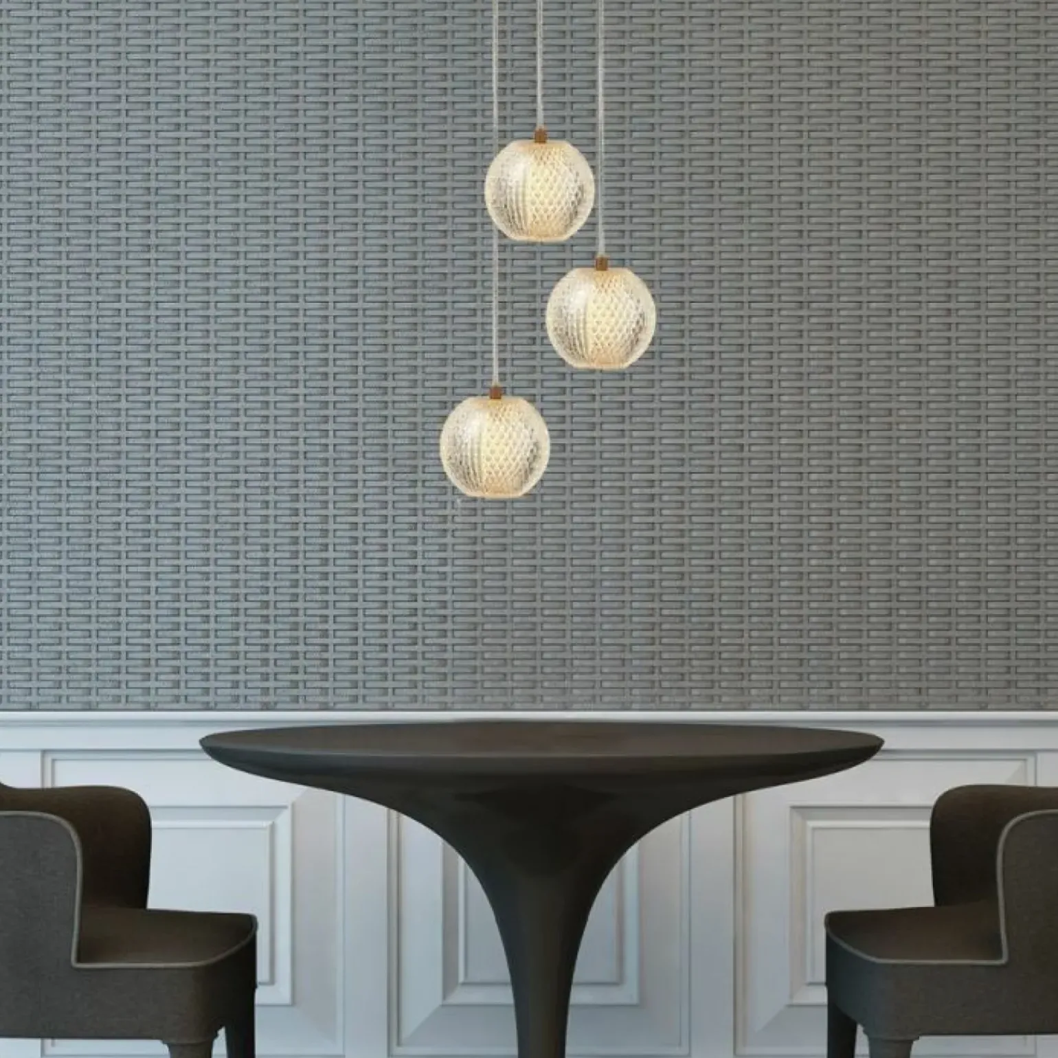 Shop Stylowa, złota lampa wisząca z kloszami LP-2202/3P GD DIAMOND | Kaja Żyrandole Nowoczesne