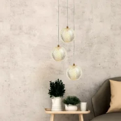 Shop Stylowa, złota lampa wisząca z kloszami LP-2202/3P GD DIAMOND | Kaja Żyrandole Nowoczesne