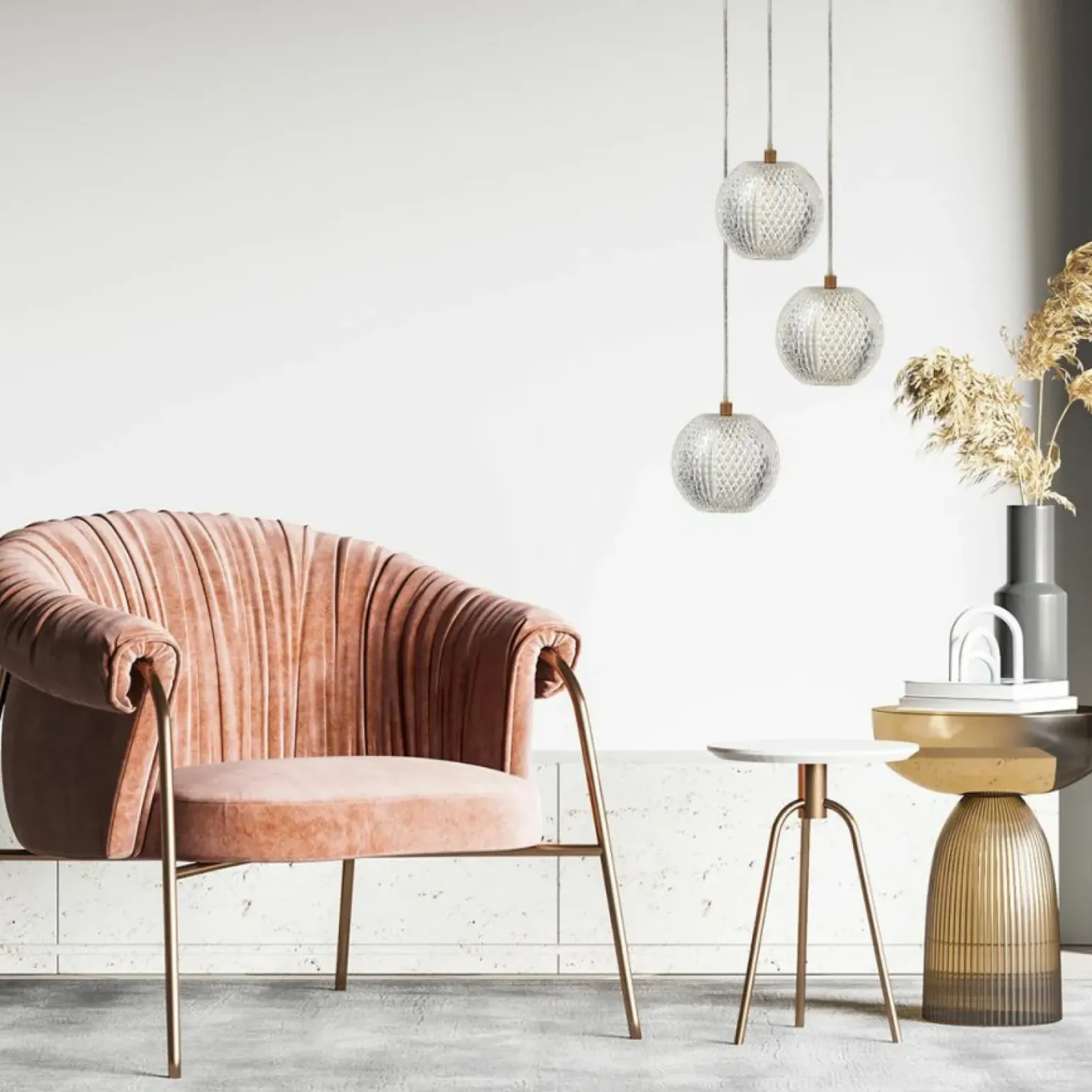 Shop Stylowa, złota lampa wisząca z kloszami LP-2202/3P GD DIAMOND | Kaja Żyrandole Nowoczesne