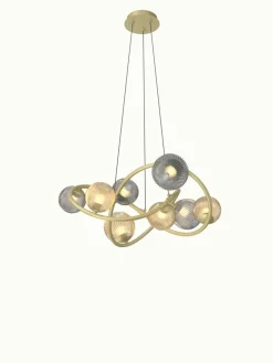 New Stylowa, złota lampa wisząca do sypialni WF 7015-804 METZ | Kaja Żyrandole Nowoczesne