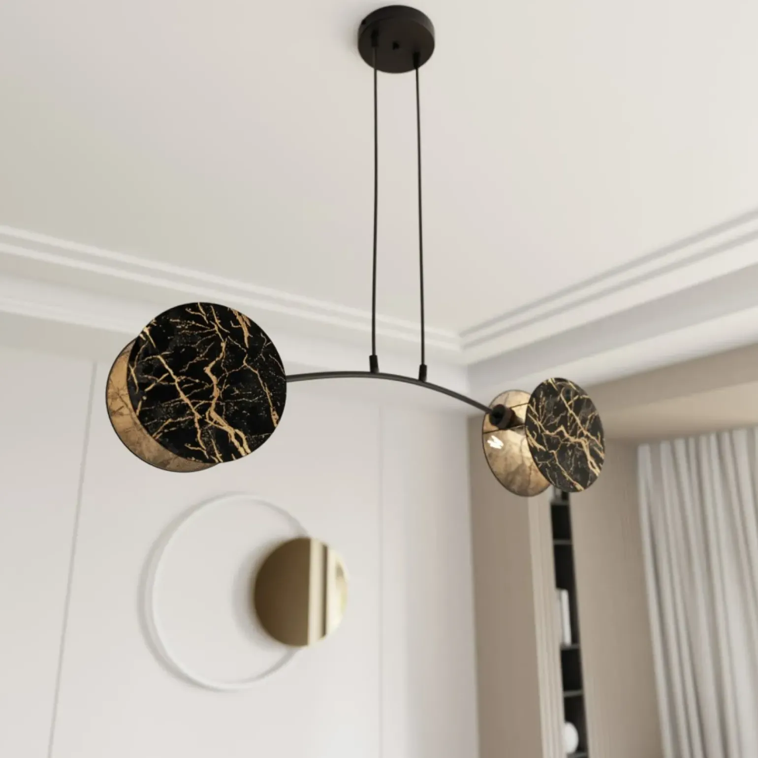 Best Sale Stylowy, czarno-złoty żyrandol do sypialni 1327/2 MOTIF | Kaja Żyrandole Nowoczesne