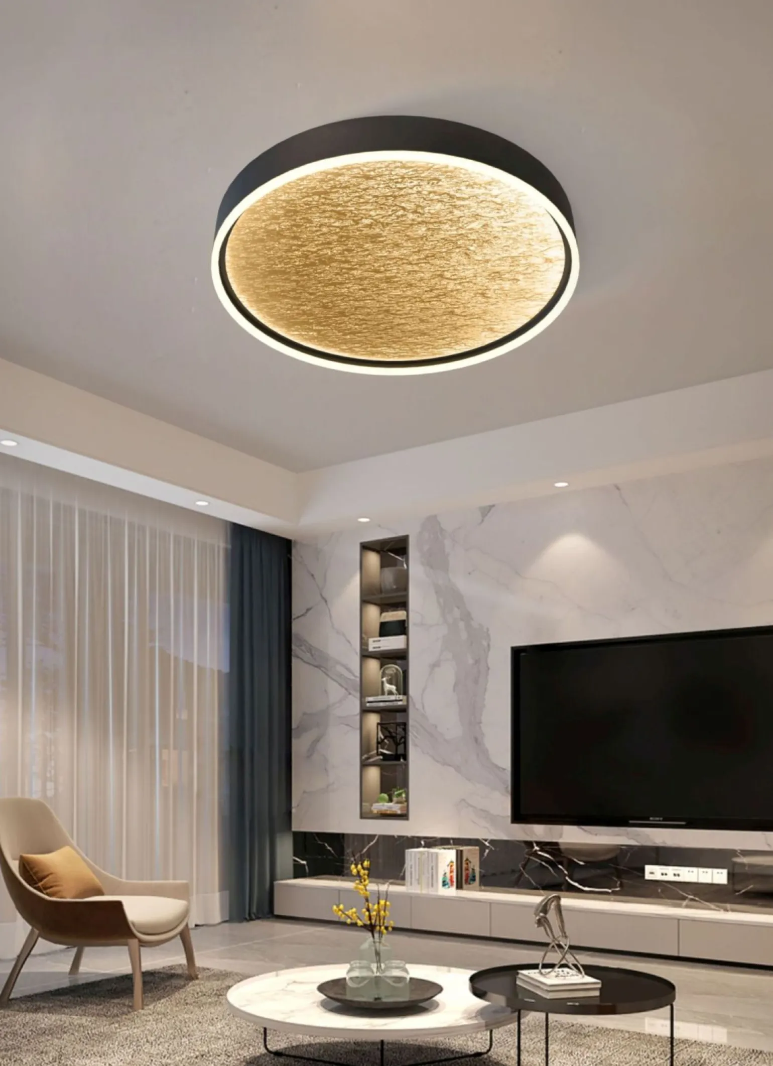 Sklep Kaja Stylowy plafon LED, złote wnętrze WF 9002-104L BORDEAUX | Kaja