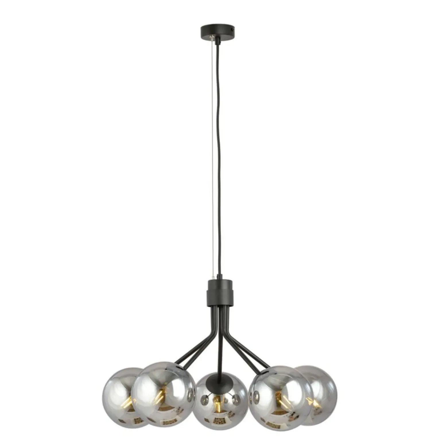 Clearance Stylowy żyrandol z okrągłymi, ciemnymi kloszami 1140/5 NOVA | Kaja Żyrandole Nowoczesne