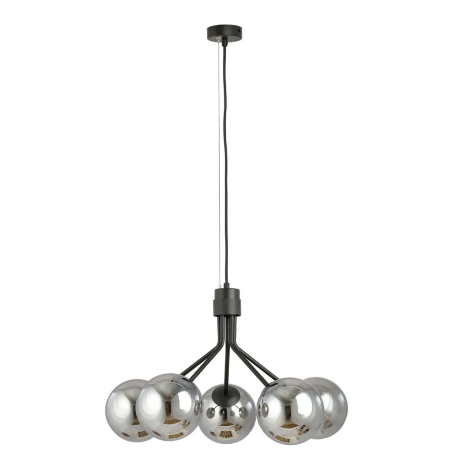 Clearance Stylowy żyrandol z okrągłymi, ciemnymi kloszami 1140/5 NOVA | Kaja Żyrandole Nowoczesne