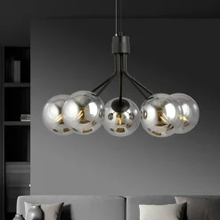 Clearance Stylowy żyrandol z okrągłymi, ciemnymi kloszami 1140/5 NOVA | Kaja Żyrandole Nowoczesne