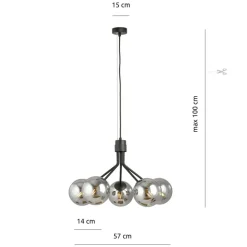 Clearance Stylowy żyrandol z okrągłymi, ciemnymi kloszami 1140/5 NOVA | Kaja Żyrandole Nowoczesne