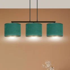 New Stylowy żyrandol z zielonymi abażurami 1051/3 HILDE | Kaja Oświetlenie Żyrandole Nowoczesne