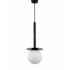 Clearance Stylowy zwis z mlecznym kloszem LP-1345/1P BK z serii ROMA | Kaja Żyrandole Nowoczesne