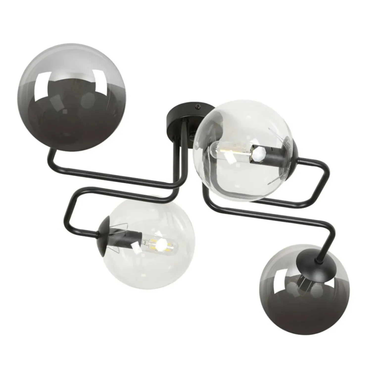 Store Symetryczna czarna lampa sufitowa z kloszami 843/4M3 | Kaja Żyrandole Nowoczesne