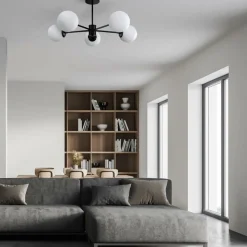 Cheap Symetryczna lampa sufitowa z kulami LP-1345/5P BK z serii ROMA | Kaja Żyrandole Nowoczesne