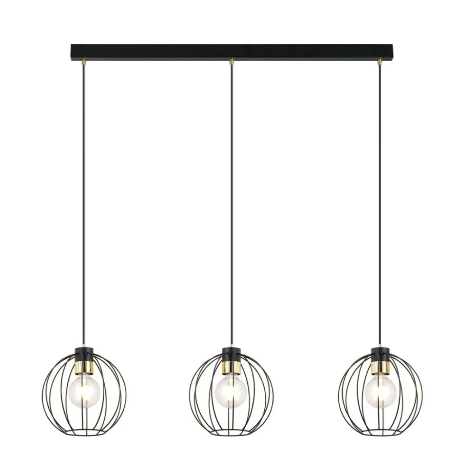 Best Symetryczna lampa wisząca na listwie czarno-złota 1222/3 z serii GINO Żyrandole Nowoczesne