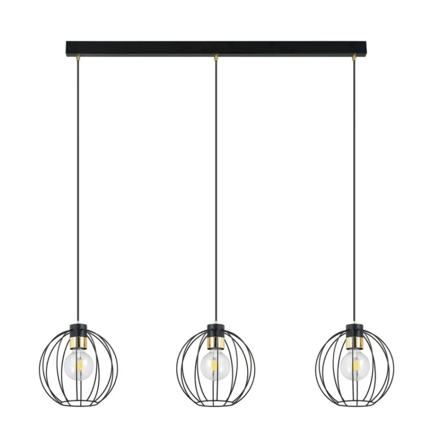 Best Symetryczna lampa wisząca na listwie czarno-złota 1222/3 z serii GINO Żyrandole Nowoczesne