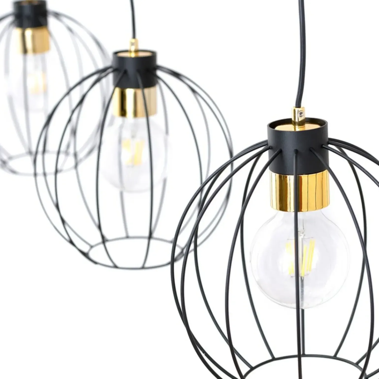 Best Symetryczna lampa wisząca na listwie czarno-złota 1222/3 z serii GINO Żyrandole Nowoczesne