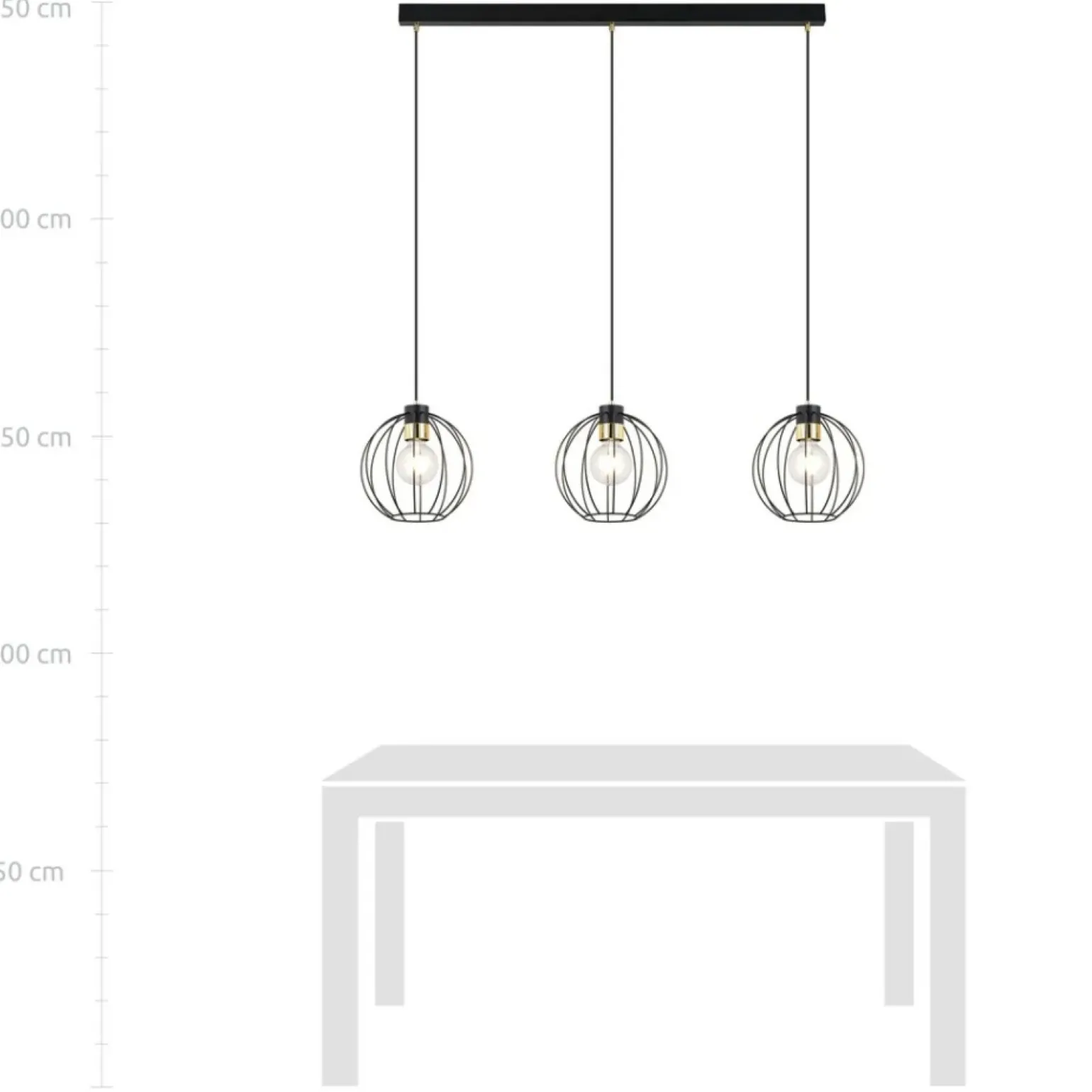 Best Symetryczna lampa wisząca na listwie czarno-złota 1222/3 z serii GINO Żyrandole Nowoczesne