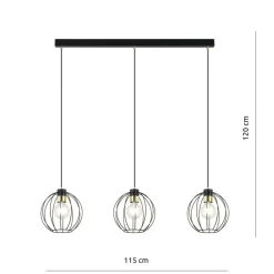 Best Symetryczna lampa wisząca na listwie czarno-złota 1222/3 z serii GINO Żyrandole Nowoczesne