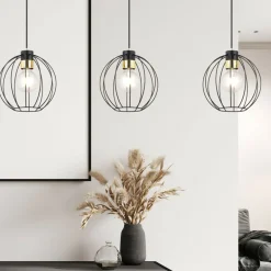 Best Symetryczna lampa wisząca na listwie czarno-złota 1222/3 z serii GINO Żyrandole Nowoczesne
