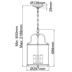 Sklep Kaja Szara lampa wisząca, do jadalni HK-GENTRY-P-M-PW z serii GENTRY