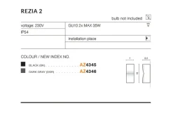 Sklep Kaja dwukierunkowy kinkiet zewnętrzny AZ4346 REZIA | Kaja Oświetlenie