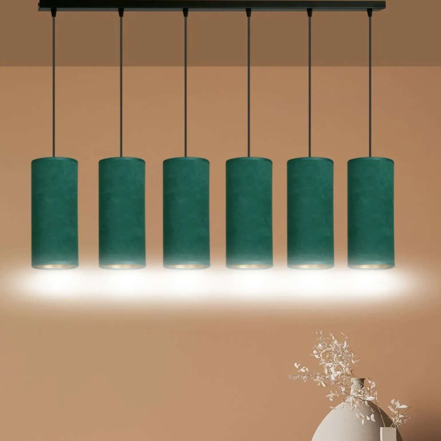 Online Szeroka, abażurowa lampa wisząca nad stół 1058/6 BENTE | Kaja Żyrandole Nowoczesne