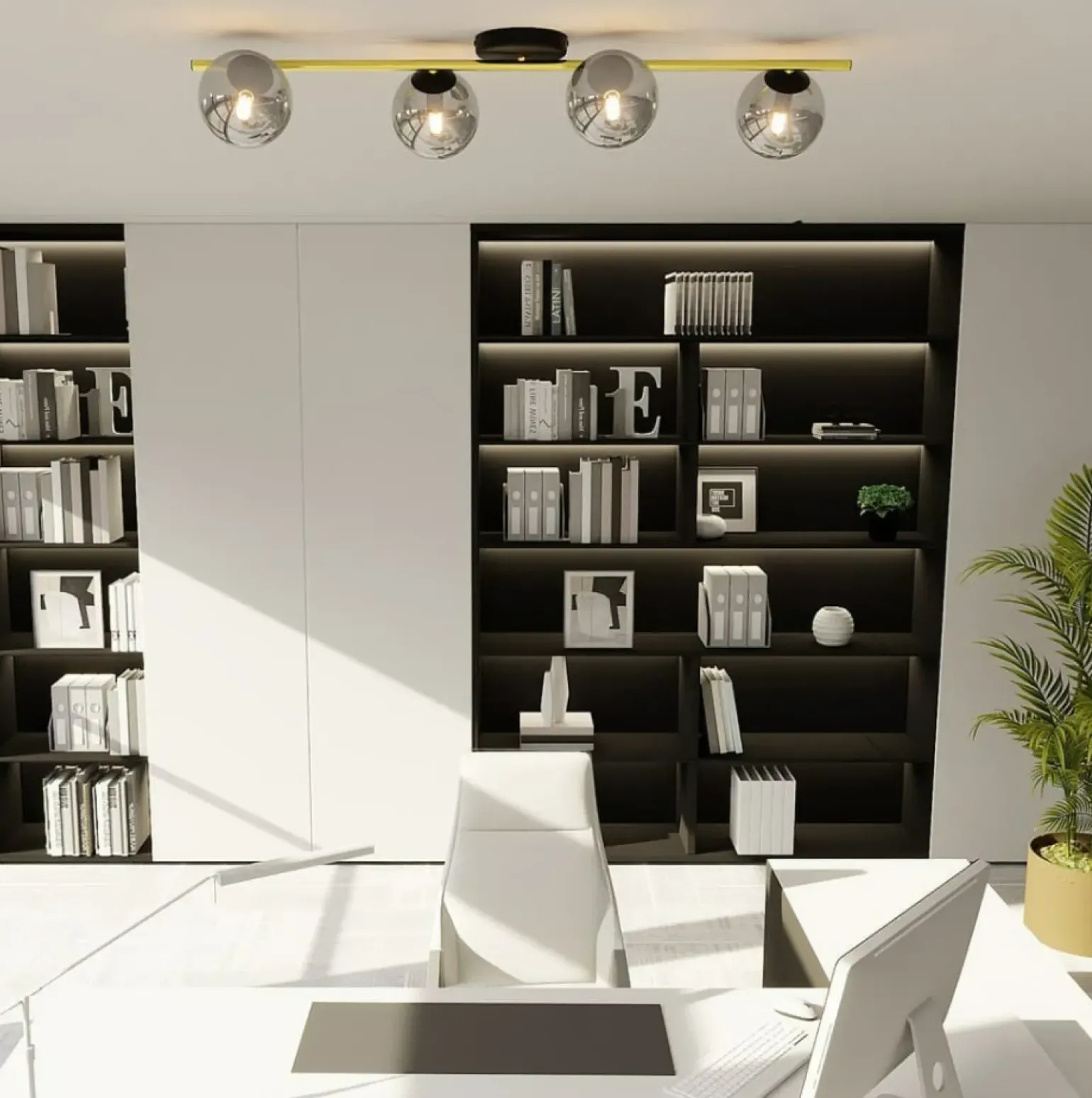 Best Sale Szeroka lampa sufitowa do wąskiego pokoju 1246/4 z serii SPLENDI Żyrandole Nowoczesne