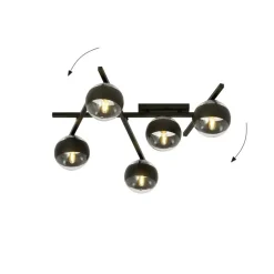 New Szeroka lampa sufitowa z pięcioma kloszami 1105/5 SMART | Kaja Żyrandole Nowoczesne