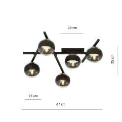 New Szeroka lampa sufitowa z pięcioma kloszami 1105/5 SMART | Kaja Żyrandole Nowoczesne