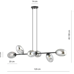 Best Sale Szeroka lampa wisząca nad wyspę kuchenną 1263/6 z serii PANDORA | Kaja Żyrandole Nowoczesne