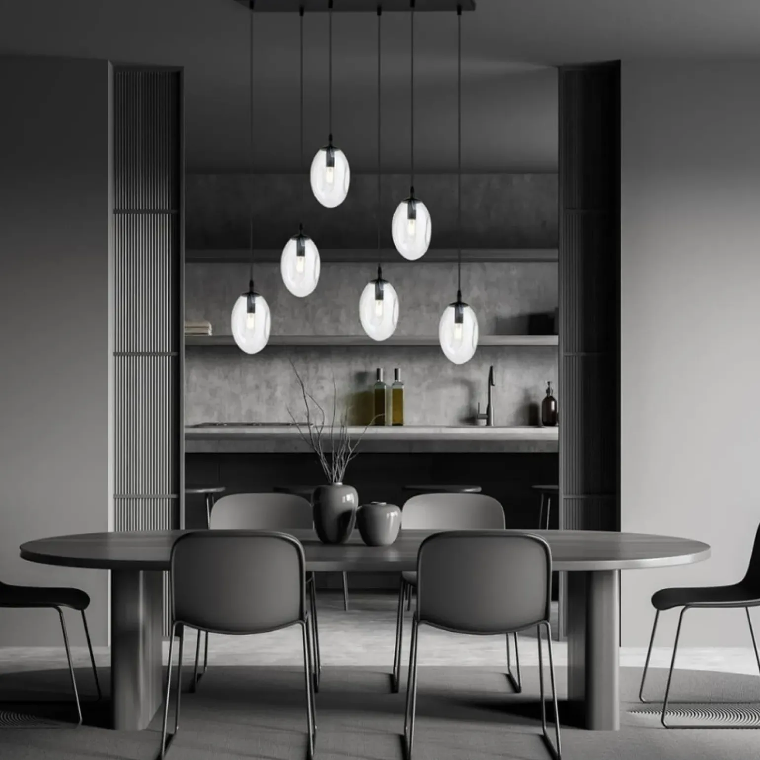 Clearance Szeroka lampa wisząca nad stół w salonie 1265/6 z serii ASTRAL | Kaja Żyrandole Nowoczesne