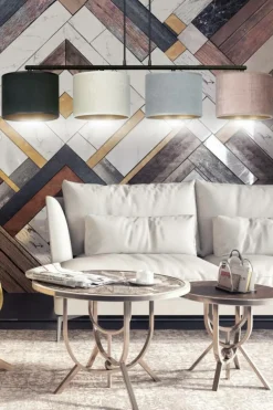 Best Sale Szeroka lampa wisząca z kolorowymi abażurami 1055/4 HILDE | Kaja Żyrandole Nowoczesne